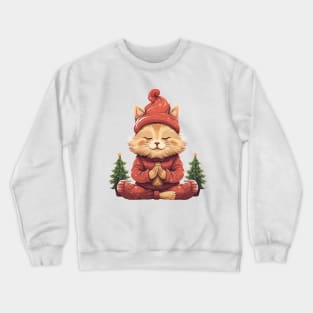Yoga Meditation Christmas Cat Crewneck Sweatshirt